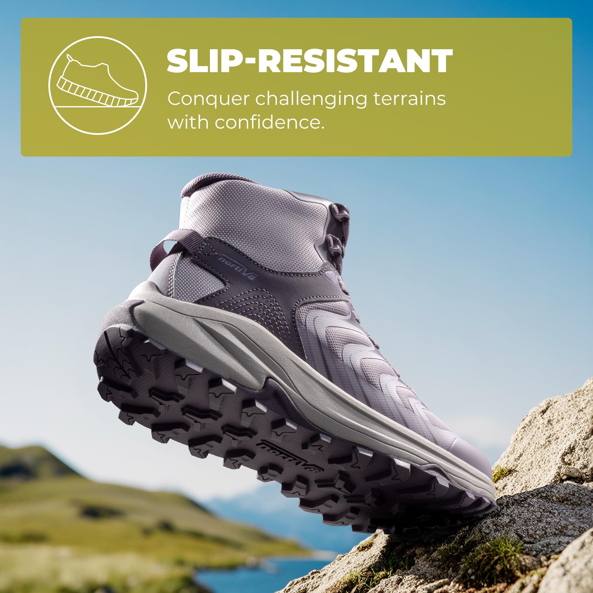 NORTIV 8 Femme Chaussures de randonnée imperméables | Respirantes antidérapantes Tige Haute Trekking Outdoor