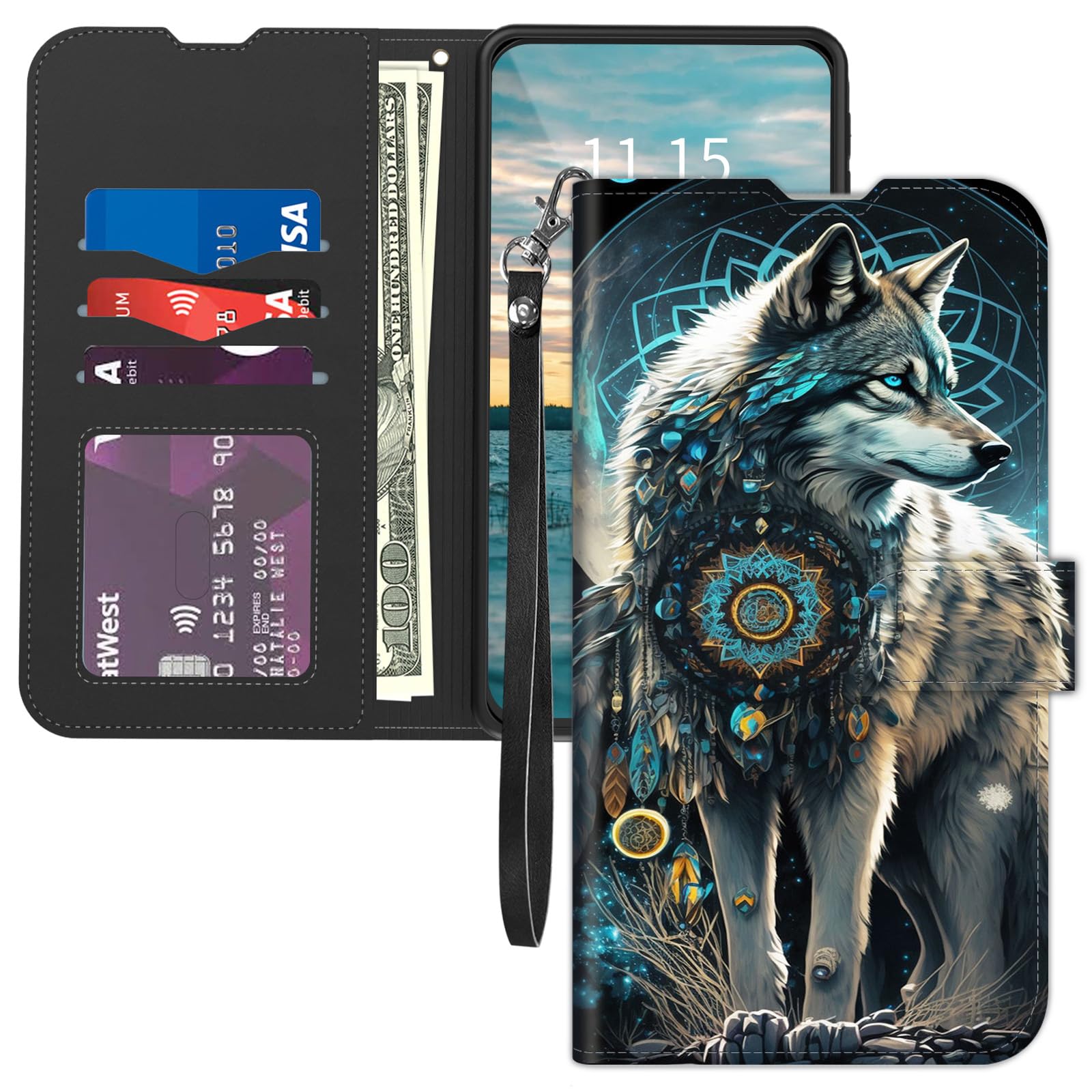 For TCL 40 NxtPaper 4G/TCL 50 SE Wallet Phone Case With Screen Protector [RFID Blocking] Leather Flip Card Holder Kickstand Wrist Strap Women Men Cell Phone Case For TCL 50SE