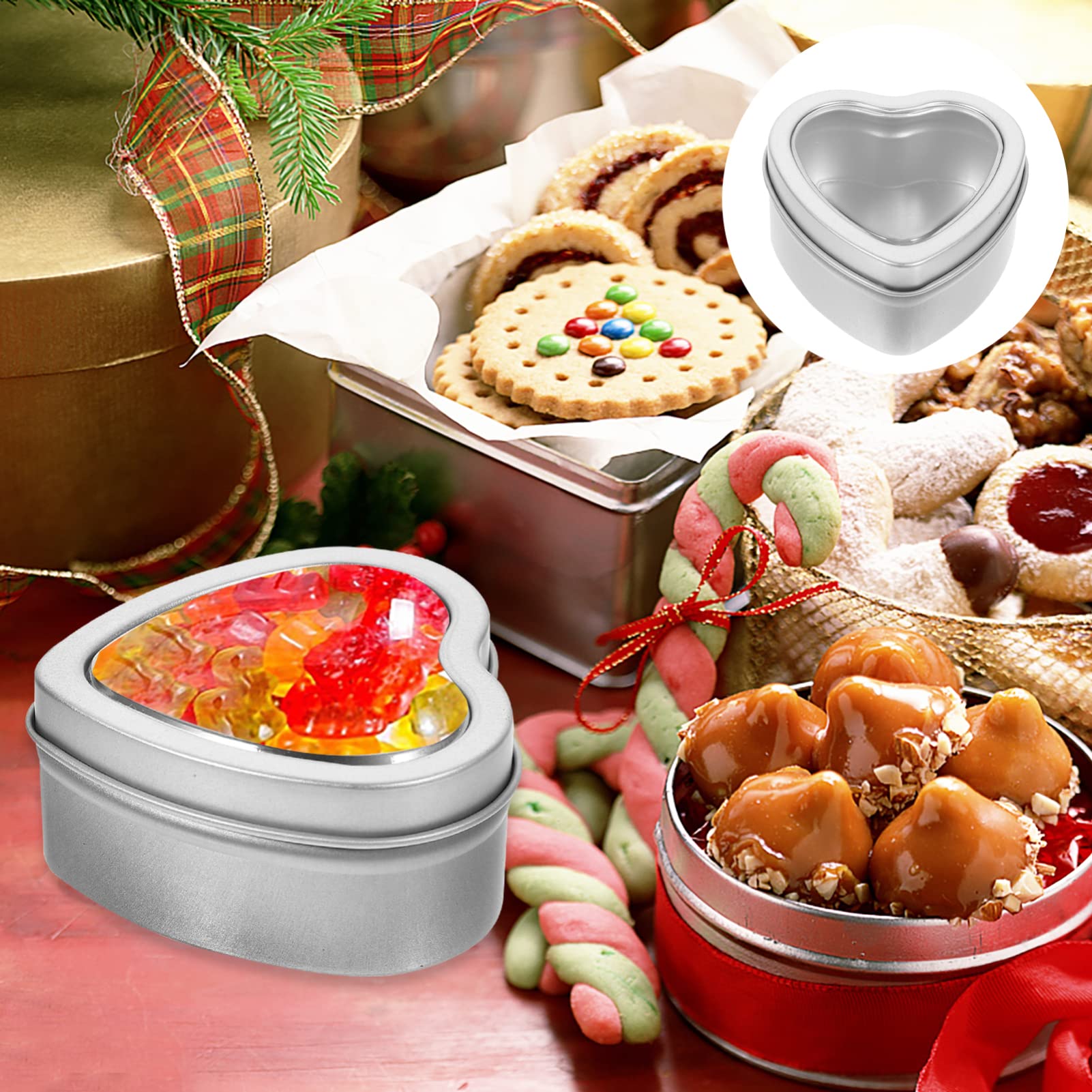 STOBOK 10pcs Empty Heart Shaped Candle Jar Empty Candle Jars Small Storage Tin Tea Tins Cosmetics Tins Aluminum Tin Can Candle Making Jars Metal Tin Can DIY Candle Tin Pill Box Love PVC