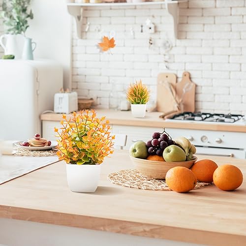 Miniatura 13 de Der Rose Paquete de 2 pequeñas plantas artificiales en maceta para mesa, escritorio, hogar, baño, oficina, decoración 2-Verde