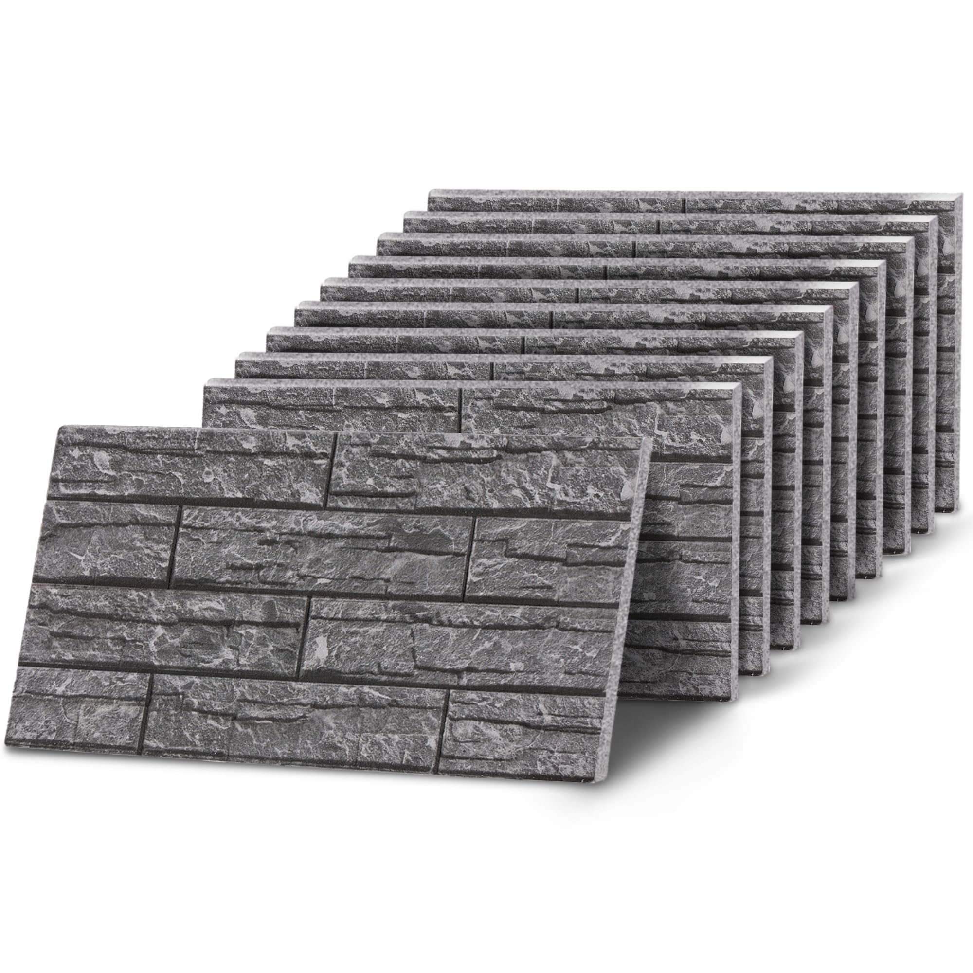 K&B Panels 3D Wall Panels, Slate Effect Styrofoam Wall Panelling Kit, Lightweight, Easy to Install, Dual Insulation to Reduce Acoustic Noise, Indoor & Outdoor (Marble Grey Block) (10 Panels) — image 1