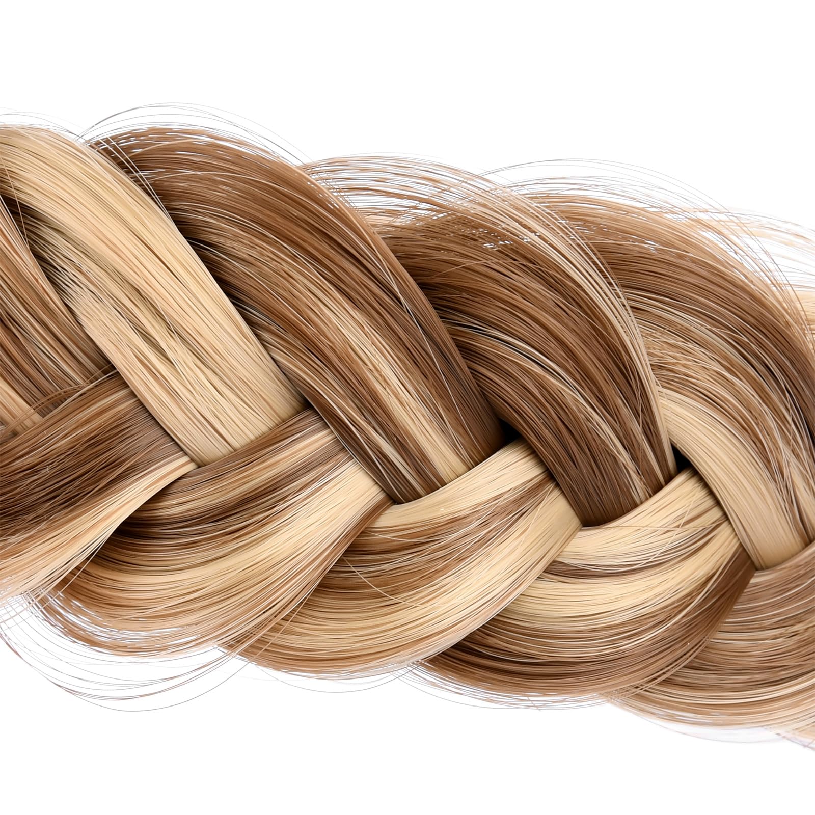 GLEDOLA Wide Messy Braided Headband with Teeth Synthetic Hair Plaited Headband High Elasticity Braids Chunky Fishtail Braided Hair Band Hairpiece for Girls Women (Highlighted Warm Brown) - Image 2