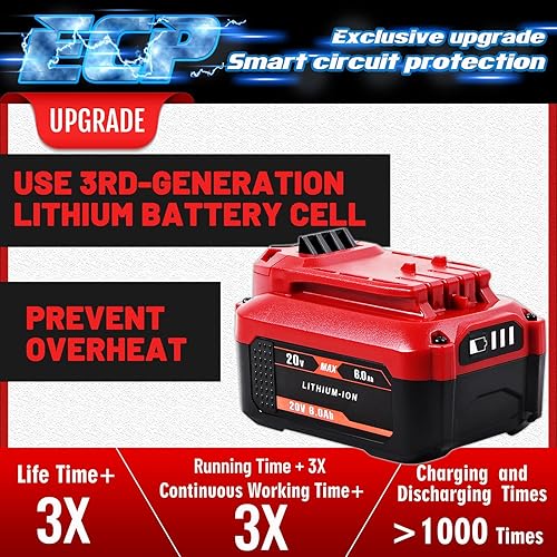 Miniatura 3 de TenHutt Actualización Paquete de 2 baterías de repuesto de 20 V 6.0 Ah para Craftsman 20 V batería de iones de litio V20 para CMCB205 CMCB204