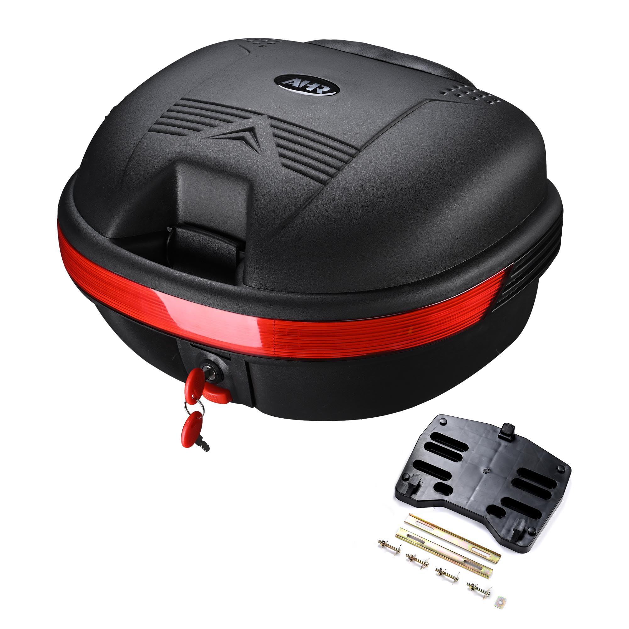 Motorcycle Trunk Black Motorcycle Top Case Motorcycle Tail Box Scooter Trunk Tour Motorcycle Storage Box Carrier with Lock for Helmet Luggage, 30L