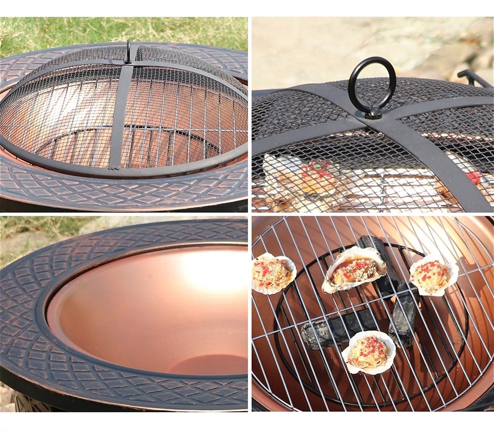 Palenisko ogrodowe, miska do grillowania, grill na świeżym powietrzu, grill imprezowy z rusztem do gotowania, taras