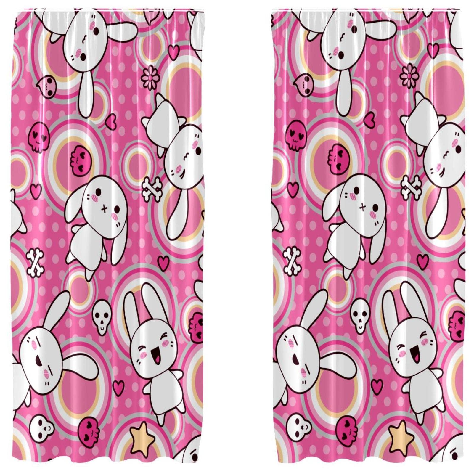 Panneaux décoratifs lapins dessin animé pour fenêtre de chambre 140x213 cm