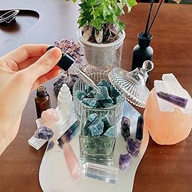 QINJIEJIE Amazonite Crystals Raw Stone Gemstones Healing Crystal Bulk Large 1 Rocks for Tumbling Cabbing Fountain Home Decoration Polishing Wicca Reiki Rough Stones