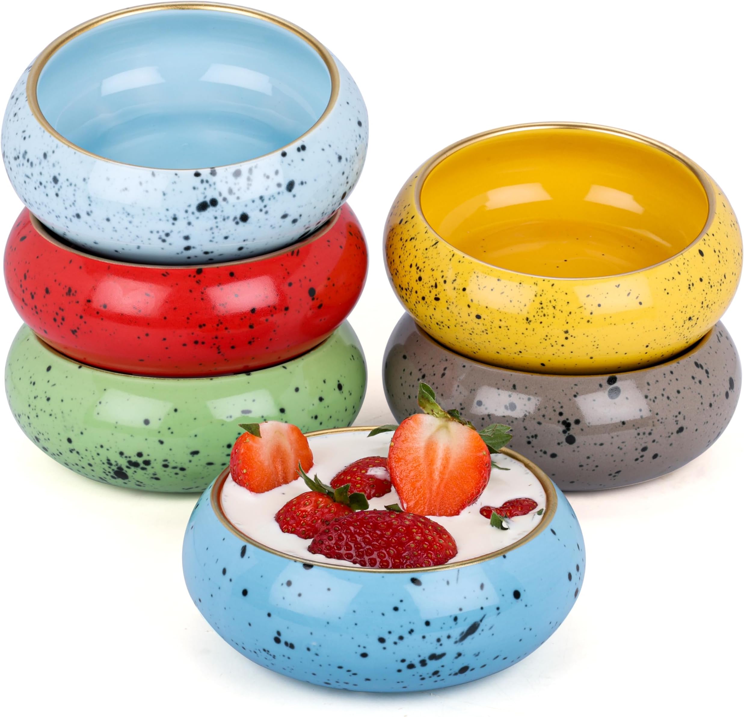 Ceramic Bowl Set (6 Pack) - 300ml/10oz Dessert Bowls Microwave & Dishwasher Safe - Serving Bowls for Soup Rice, Snack, Ice Cream & Cereal