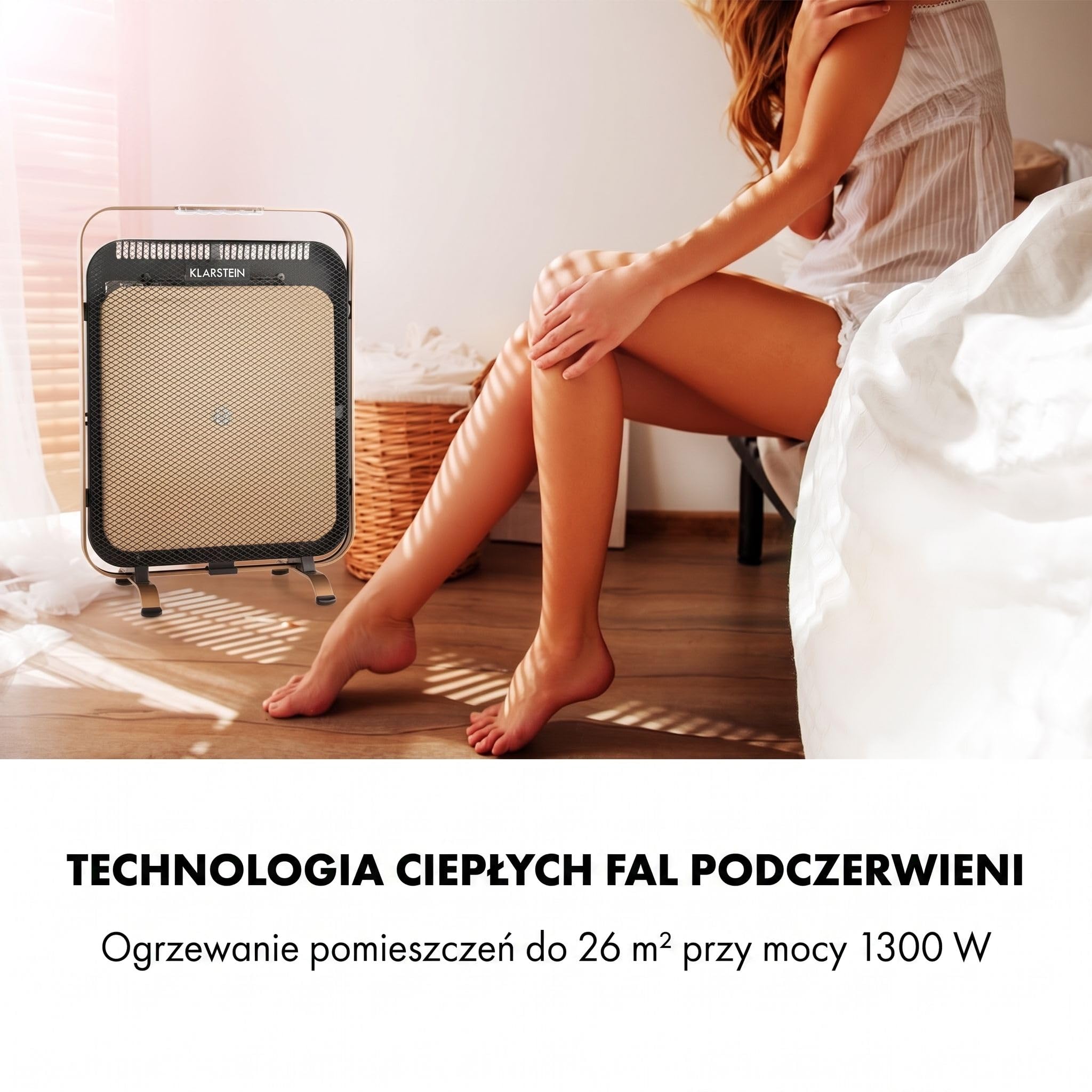 Klarstein Ogrzewanie na podczerwień z termostatem, 1300 W grzejnik elektryczny, Marmurowy akumulator ciepła, Panel IR z ochroną przed zamarzaniem, Płaski grzejnik elektryczny, Wydajne ogrzewanie