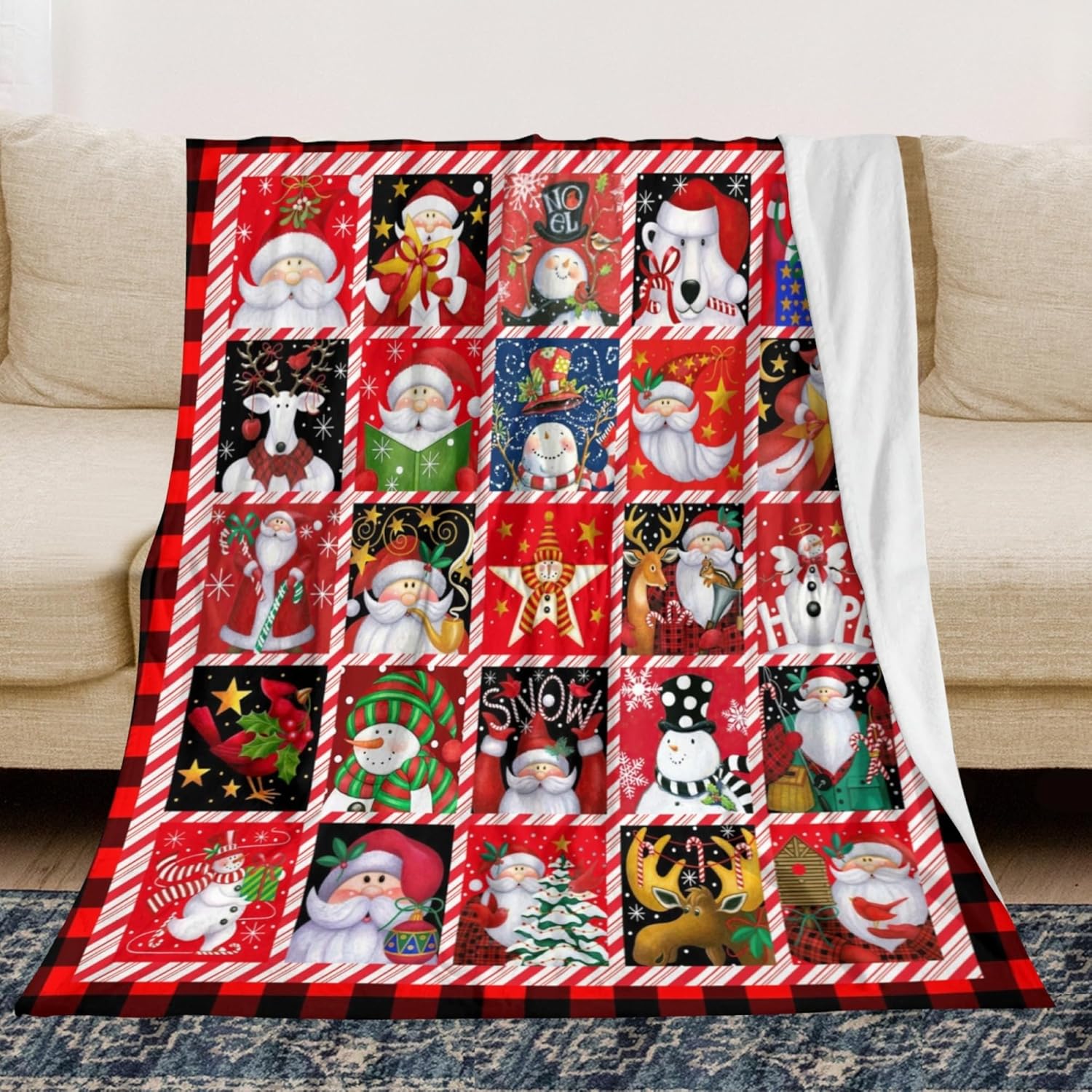 Christmas Throw Blanket Holiday Christmas Reindeer