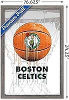 Vista 3 de Trends International NBA Boston Celtics - Póster de pared Drip Ball 20, 14.725 x 22.375 pulgadas, versión enmarcada de madera de granero