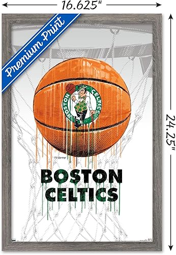 Miniatura 3 de Trends International NBA Boston Celtics - Póster de pared Drip Ball 20, 14.725 x 22.375 pulgadas, versión enmarcada de madera de granero