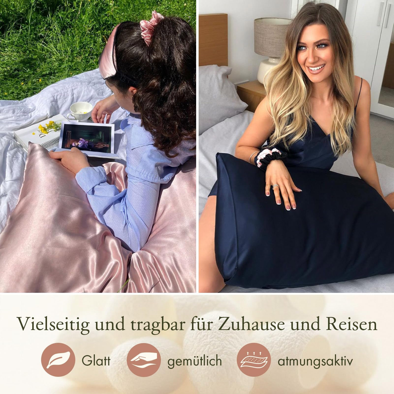 LilySilk Jedwabna poszewka na poduszkę, 25 momme, z zakładką, 1 sztuka, w 100% wysokiej jakości opakowania, wielokrotnego użytku, 80 x 80 cm, niebieska (Navy blue)