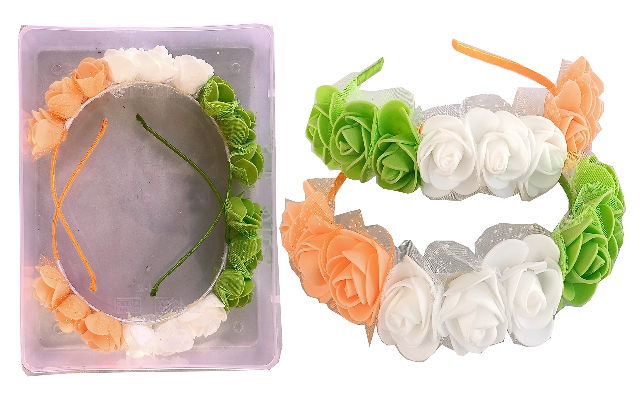 PEACHES & PINK Tricolor Foam Flower Headband for Independence / Republic Day | Tiranga Hairband (Pack of 2) for Women - Multicolor (B09PQTJ8GV) Amazon Price History, Amazon Price Tracker