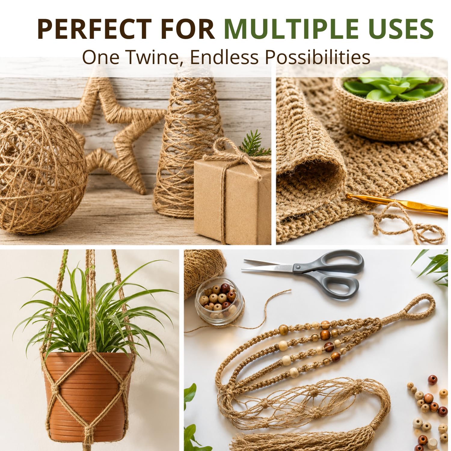 Natural Jute Twine - 300M for Crafts & Gardening -4 Natural Jute Twine - 300M for Crafts & Gardening -4