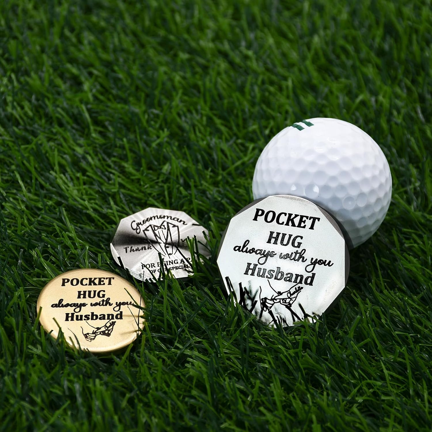 MICAIKEM 40mm 304 Stainless Steel Faceted Edge 3mm Thick CNC Machined Challenge Coin Blanks Golf Ball Markers for Deep Engraving and Hand Stamping. Pack of 5