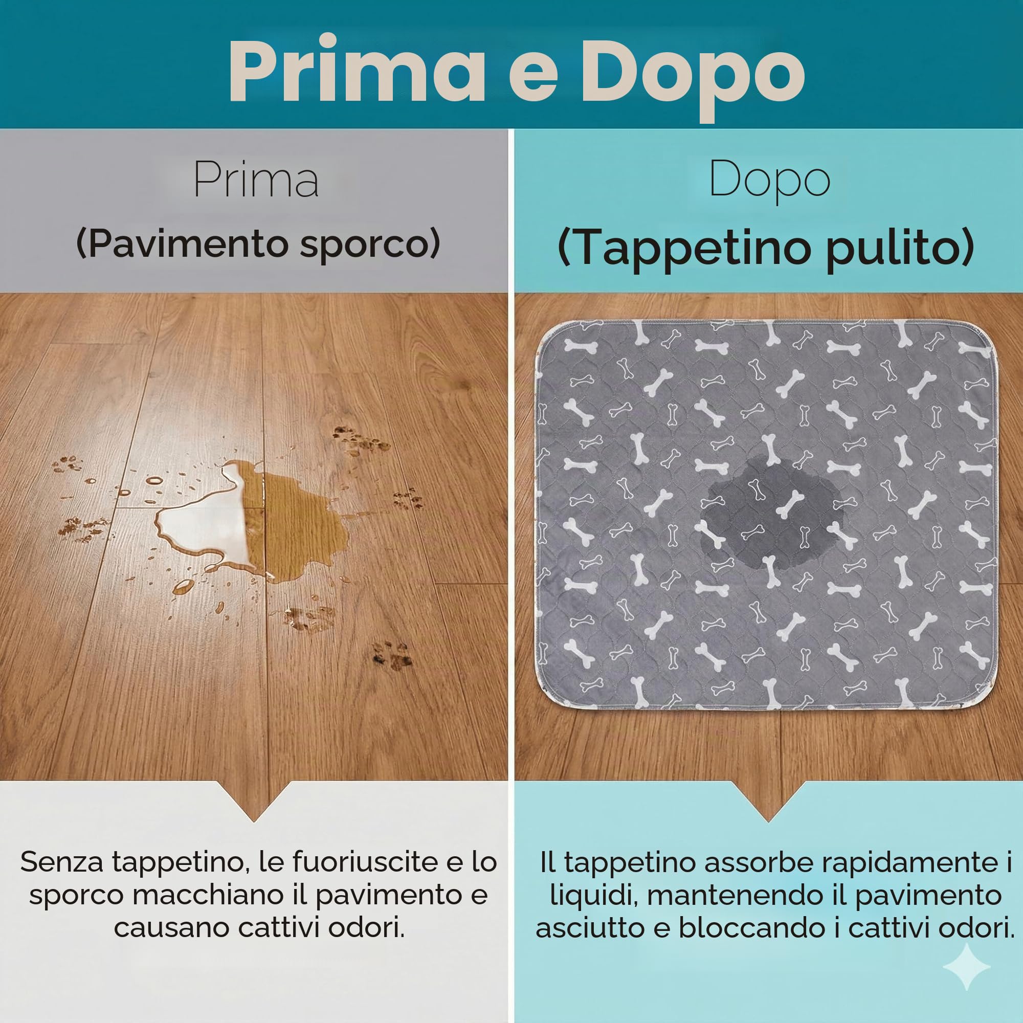Tappetino per pipì con feromoni per cani, lavabile e riutilizzabile, base antiscivolo a prova di perdite, tappetino per il controllo rapido degli odori, per uso interno di animali domestici