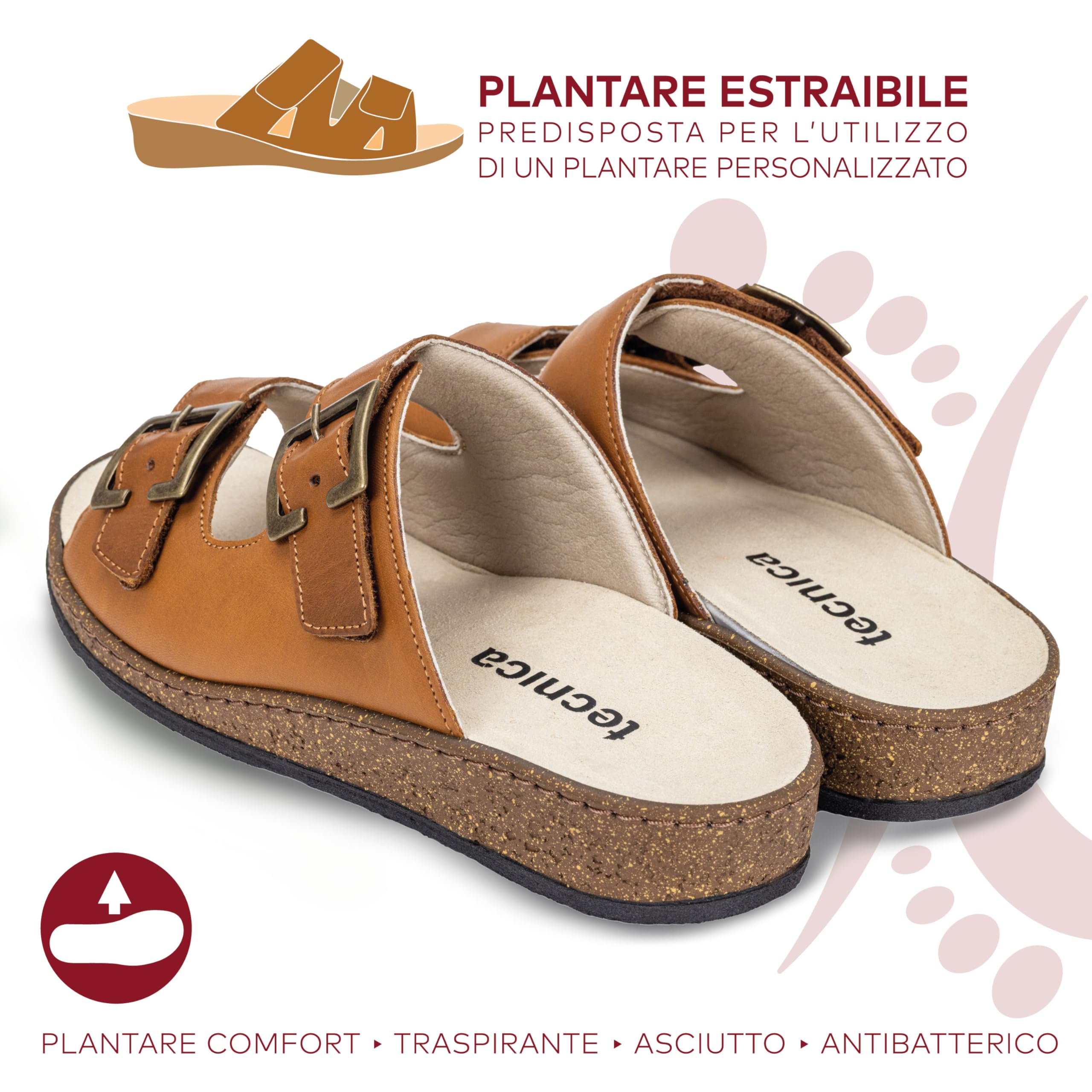 EXTRO STYLE - Ciabatte Ortopediche Donna Tecnica Adele - Traspiranti, Antibatteriche e Ipoallergeniche - Sandali con Plantare Estraibile e Suola Antiscivolo - Made in Italy
