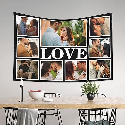 Miniatura 3 de Tapiz personalizado de pared de tu diseño, foto colgante de pared, decoración artística para boda, familia, festival, regalos de cumpleaños