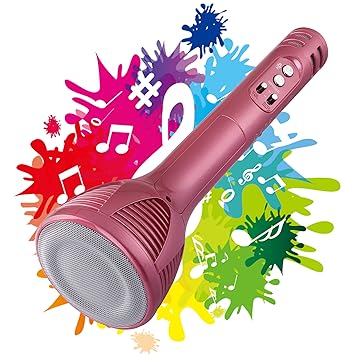 VRJTEC Design 2 Handheld Wireless Mic for Karaoke/Portable Mic/Singing Microphone with Bluetooth Speaker Compatible with All Android Smartphones - Pink