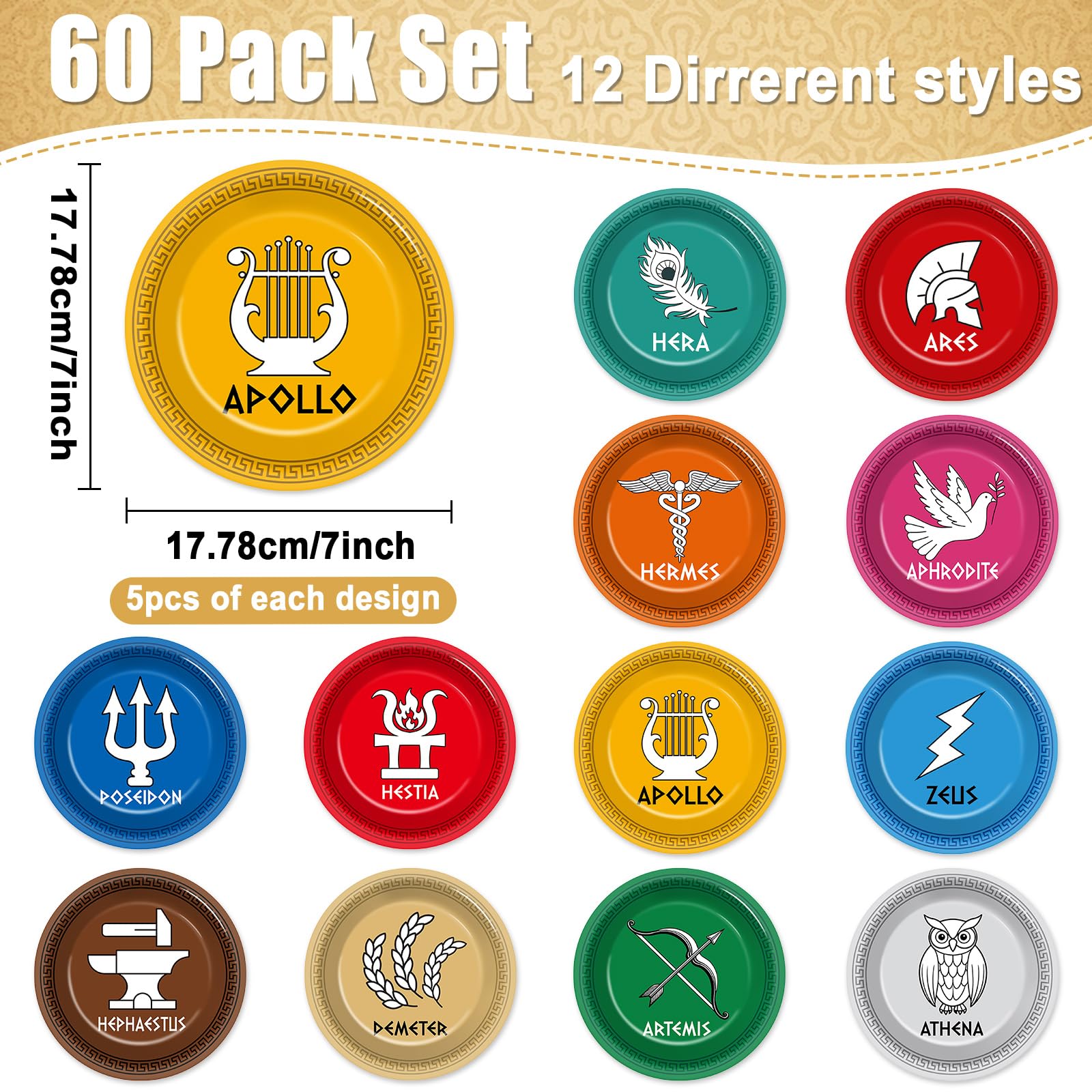 Amazon.com: 60Pcs Greek Mythology Party Supplies 7