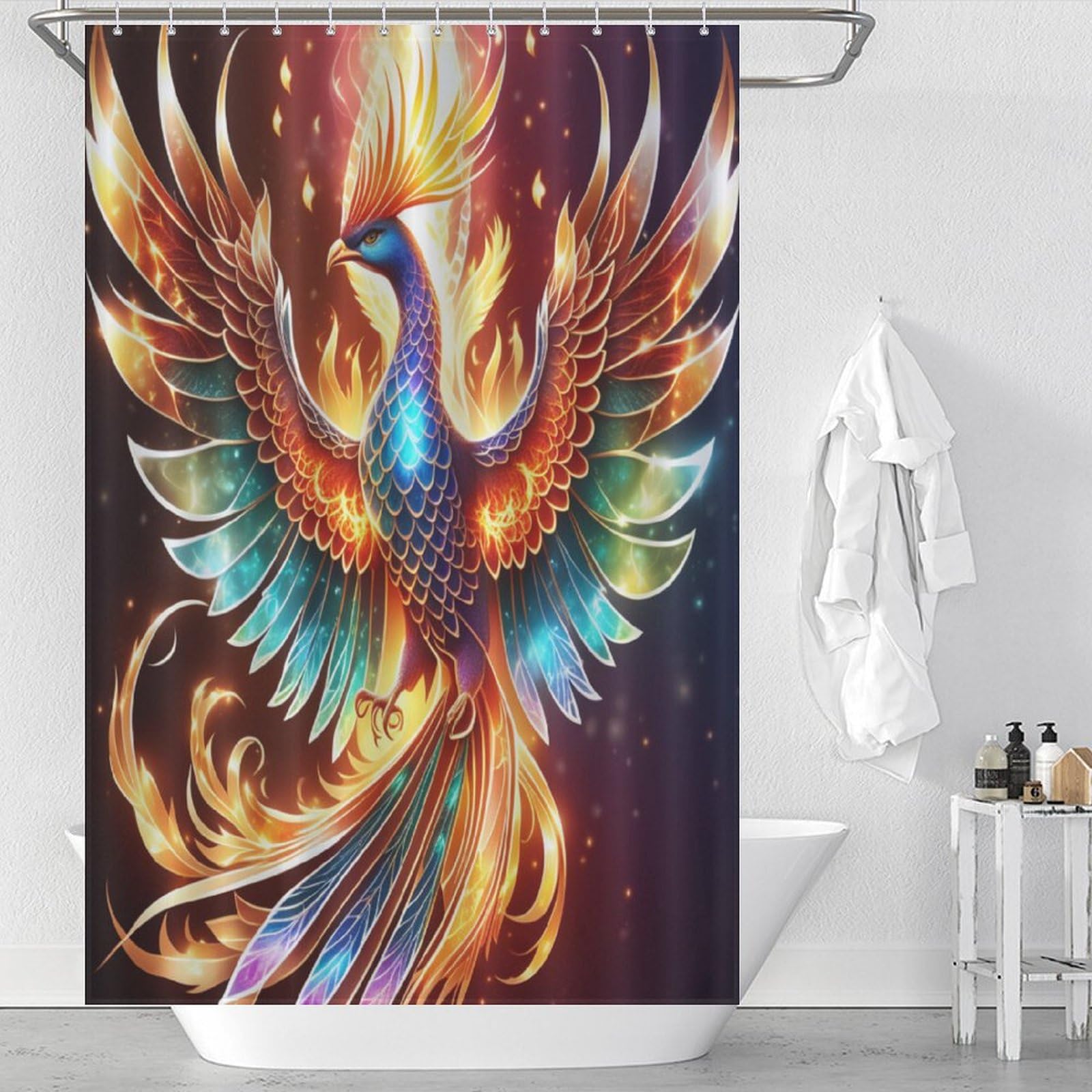 Rideau de douche Phénix en tissu pour une salle de bain moderne