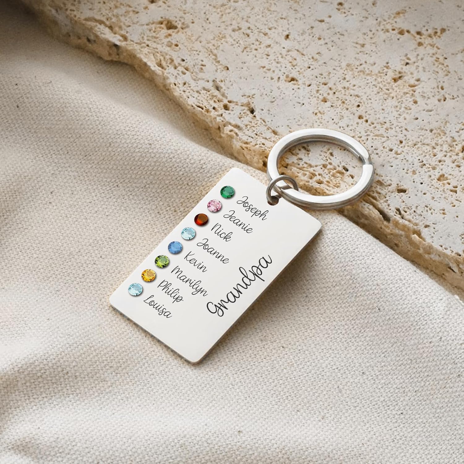 3UMeter Personalized Birthstone Keychain for Women Engraved Families Kids Name Keychain Mothers Day Birthday Christmas Gift for Grandma Mom - Image 5