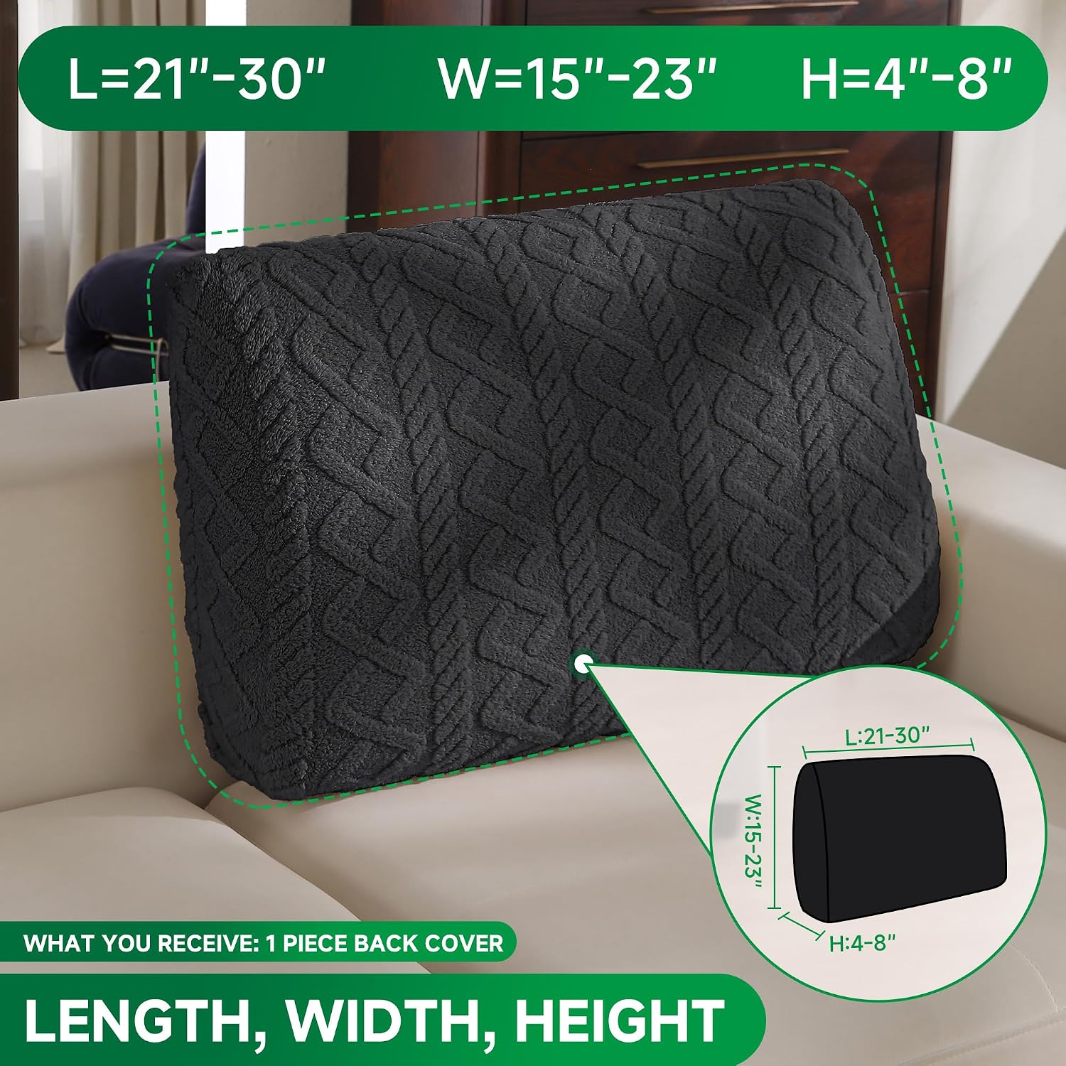 couch cushion covers, super soft thicker fleece sofa cover stretch sectional sofa slipcover washable pet friendly anti-slip stain resistant furniture cover for home(1 back cover,dark gray) dark gray 1 back cover