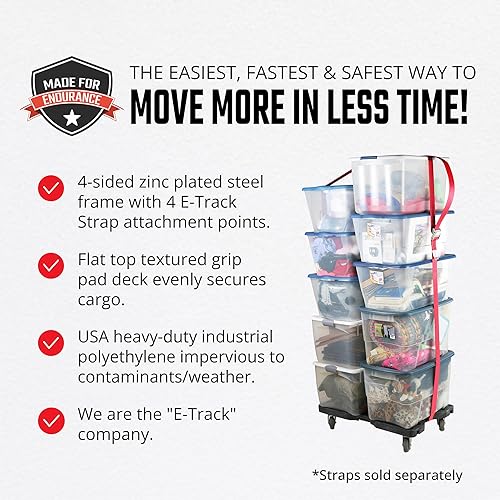 Miniatura 3 de Plataforma móvil Snap-Loc negra (EE.UU) con 1500 lb de capacidad, estructura de acero, ruedas de 4 y correa de sujeción opcional