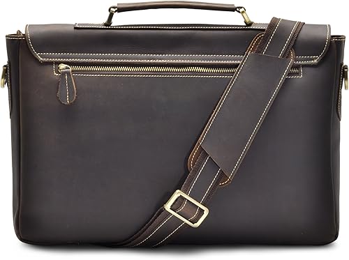 Miniatura 4 de Hølssen Maletín de cuero para hombre (genuino) Vintage Crossbody 15" Laptop Bag