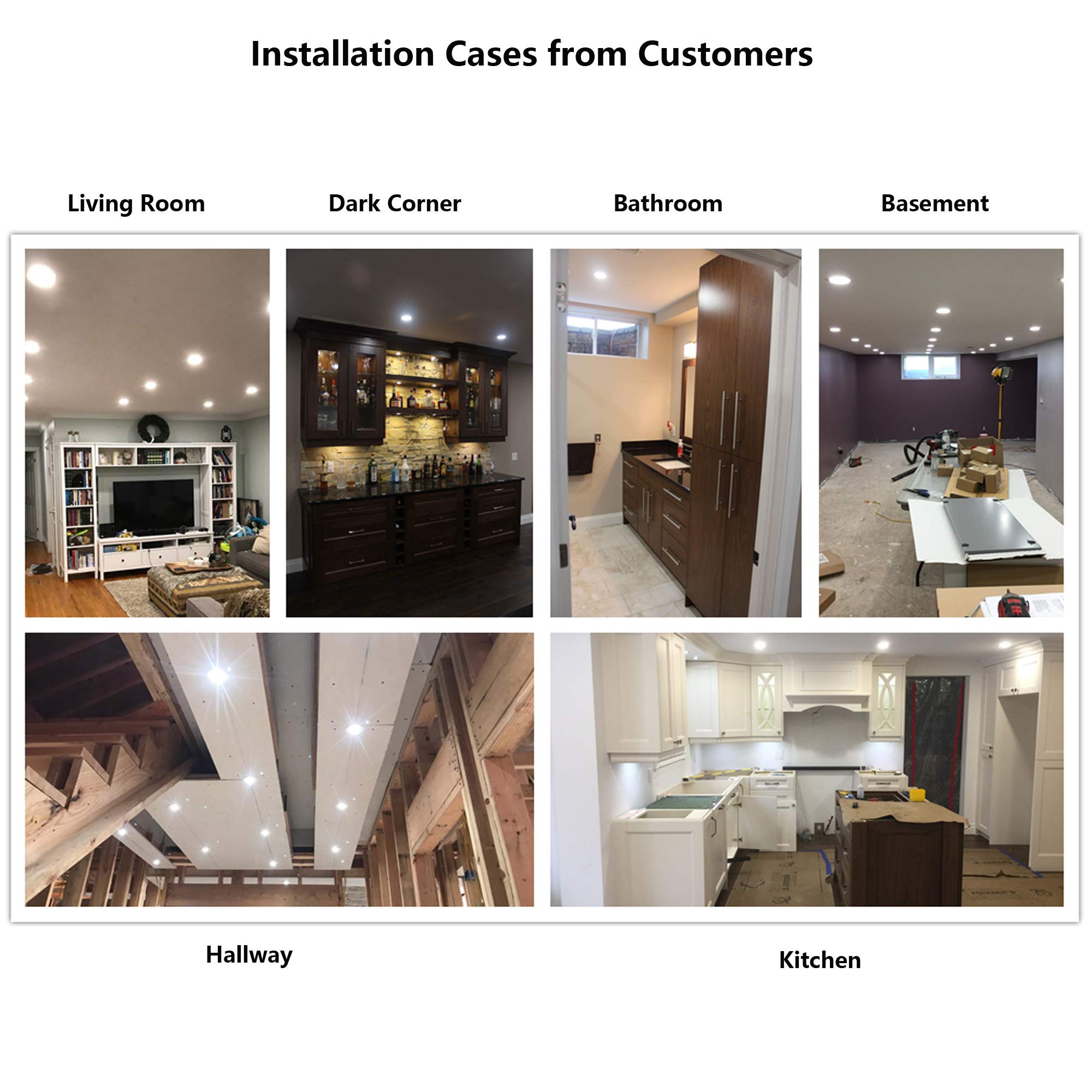 6-inch LED Recessed Slim Downlight - POPANU Canless Ceilling Lights with Junction Box, IC Rated ETL 12W 1027lm Dimmable LED Panel Light, Black Finish (Daylight (5000K), 6 Pack)