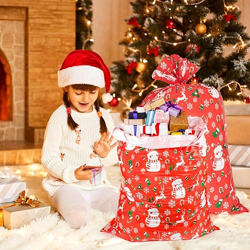 Miniatura 6 de 3 bolsas grandes de regalo de Navidad de 36 x 49 pulgadas, bolsas de Navidad gigantes para regalos, bolsas de regalo de plástico de Navidad grandes