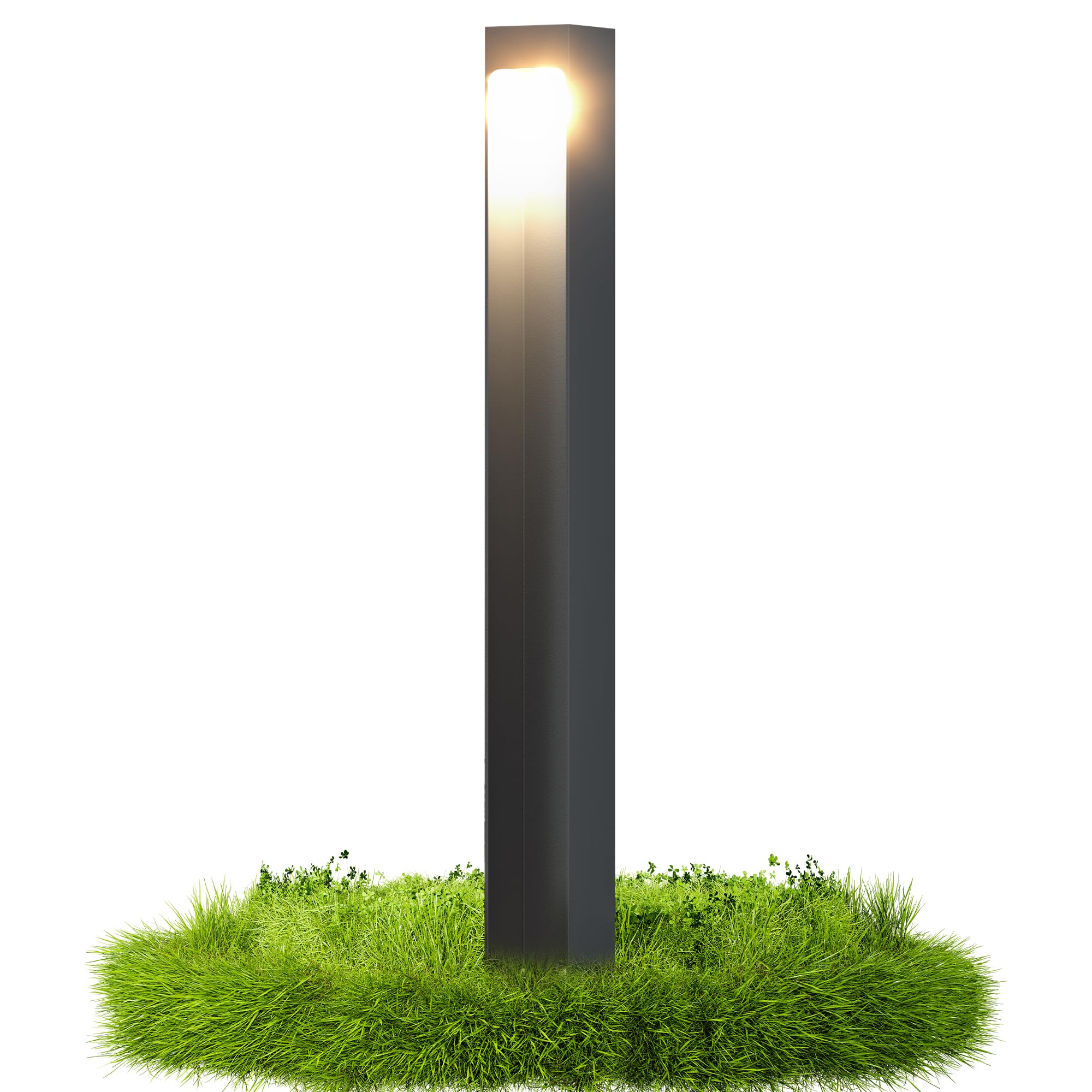 doporro Wegeleuchten Außen Stromanschluss 60cm Gartenleuchte IP65 5W | Gartenlampen für Draußen Strom, 3000K Warmweiß Pollerleuchte Standleuchte Außen, 6x6x60cm, Sandgrau dunkel, BaldersLights