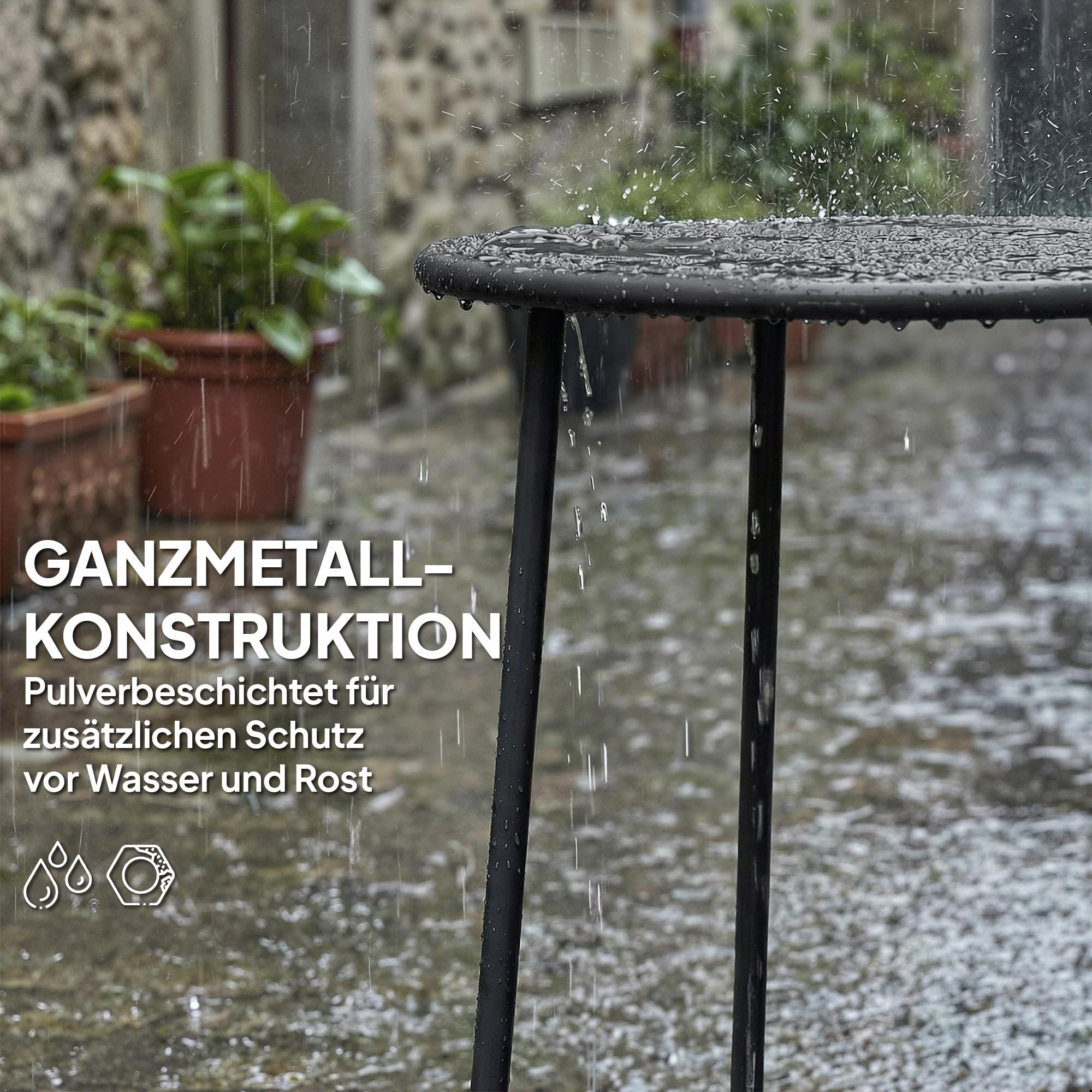 Outsunny Beistelltisch Balkontisch aus Metall Rund 50x50x45,5 cm Grau | Kaffeetisch, Wetterfest, Gartentisch, Pflegeleicht, Outdoor Tisch, Sofatisch, für Garten Balkon Veranda Terrasse Wohnzimmer