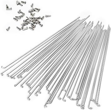BaveL 36 Pcs 14G Sliver Bicycle Steel Spokes 201 mm-309 mm with Copper Cap 36pcs,Mountain Bike Spokes,for MTB,Ebike,City Bikes-Replacement/Repair Spoke
