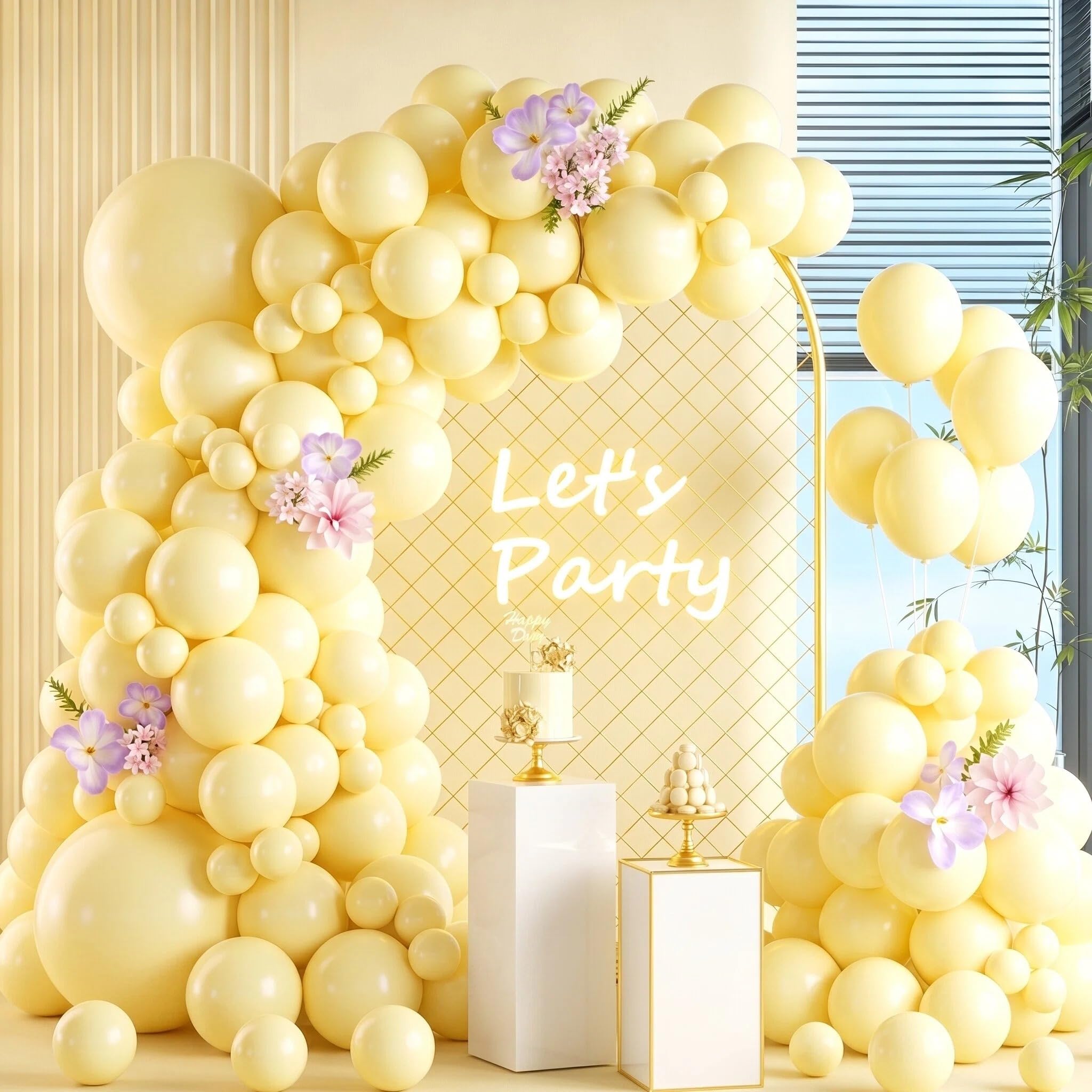 Macaron Yellow Balloons,105pcs Yellow Balloons Garland Arch 18 12 10 5 Inch Different Sizes Latex Balloon Yellow Balloons for Balloon Garland Arch Birthday Party Decoration Baby Shower