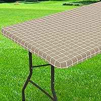 Vista 19 de Mantel rectangular, manteles de plástico elásticos ajustables con parte trasera de franela para mesas de 4 pies, manteles de vinilo impermeables