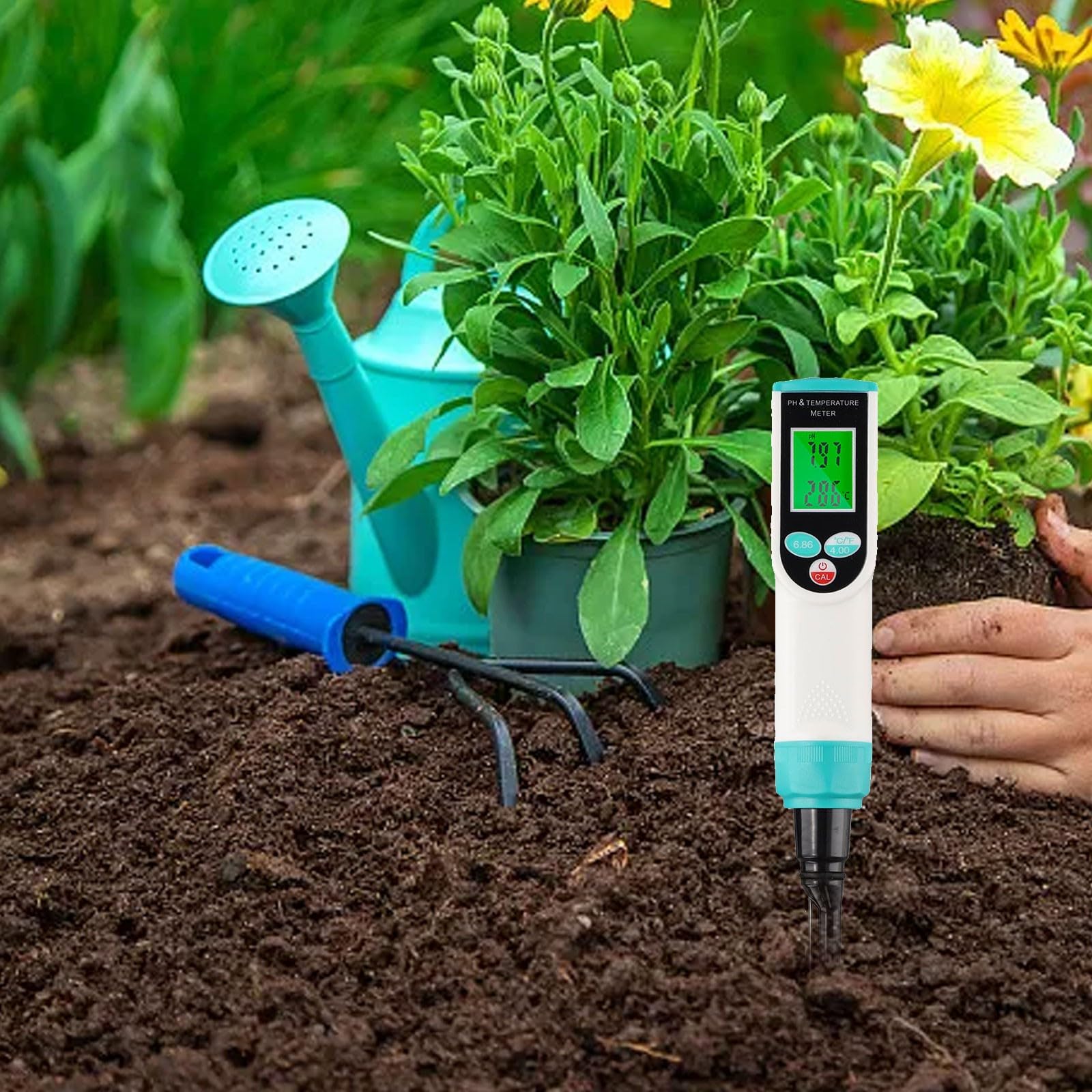Misuratore di pH altamente sensibile per alimenti e terreni, lettore digitale con sonda di temperatura, compensazione automatica per cottura, cottura e uso in giardino
