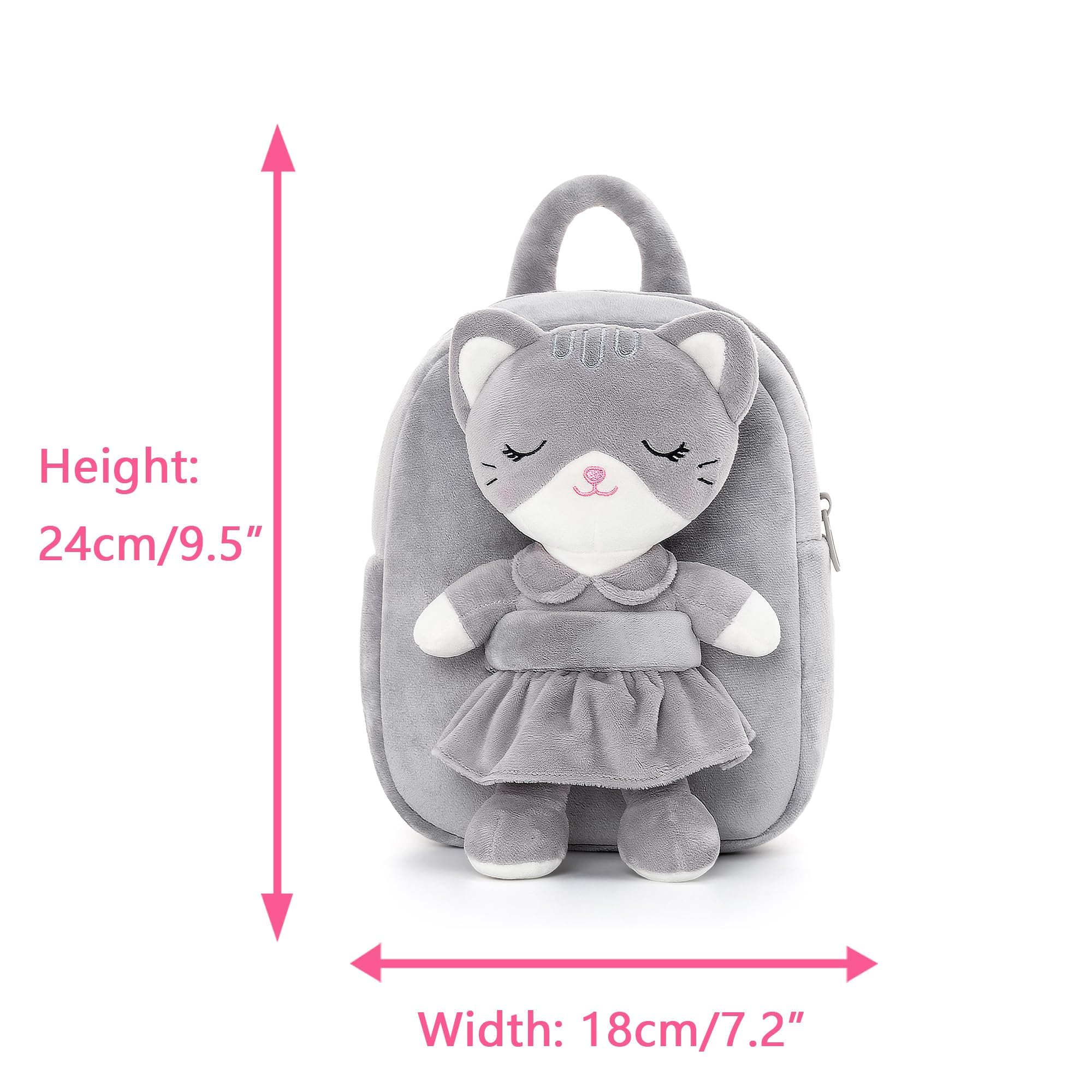 Lazada Kids Backpack Toddler Backpacks Stuffed Animal Cat Toys Small Backpack Gray 9.5