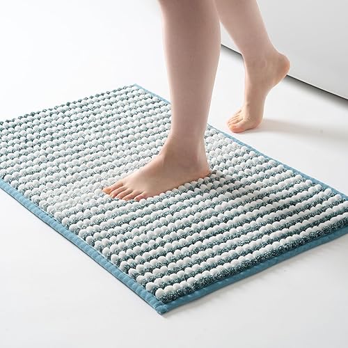Miniatura 43 de FRESHMINT Alfombra de baño de felpilla Chunky Ombre 17"x24", pequeñas alfombras de baño suaves y absorbentes al agua para el piso del baño, gruesas