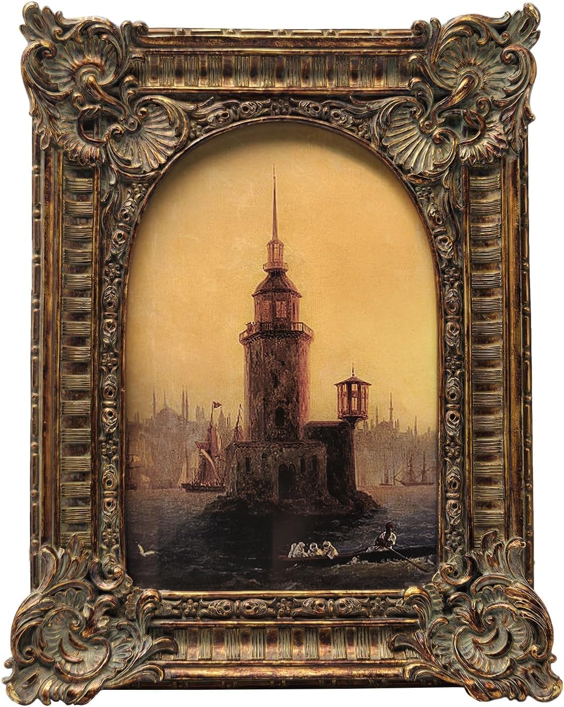 4x6 Vintage Picture Frame, Antique Bronze Gold Ornate Arched Photo Frame for Wall Hanging or Tabletop Display, Retro Gothic Home Decor, Photo Gallery Art
