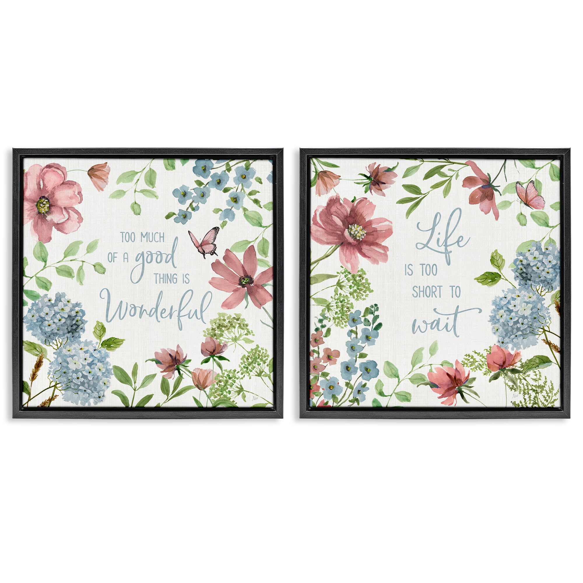 Stupell Industries Floral Uplifting Quote Life Uplifting Floral Quotes, 24 X 24 Inch Canvas In Floater Frame Set