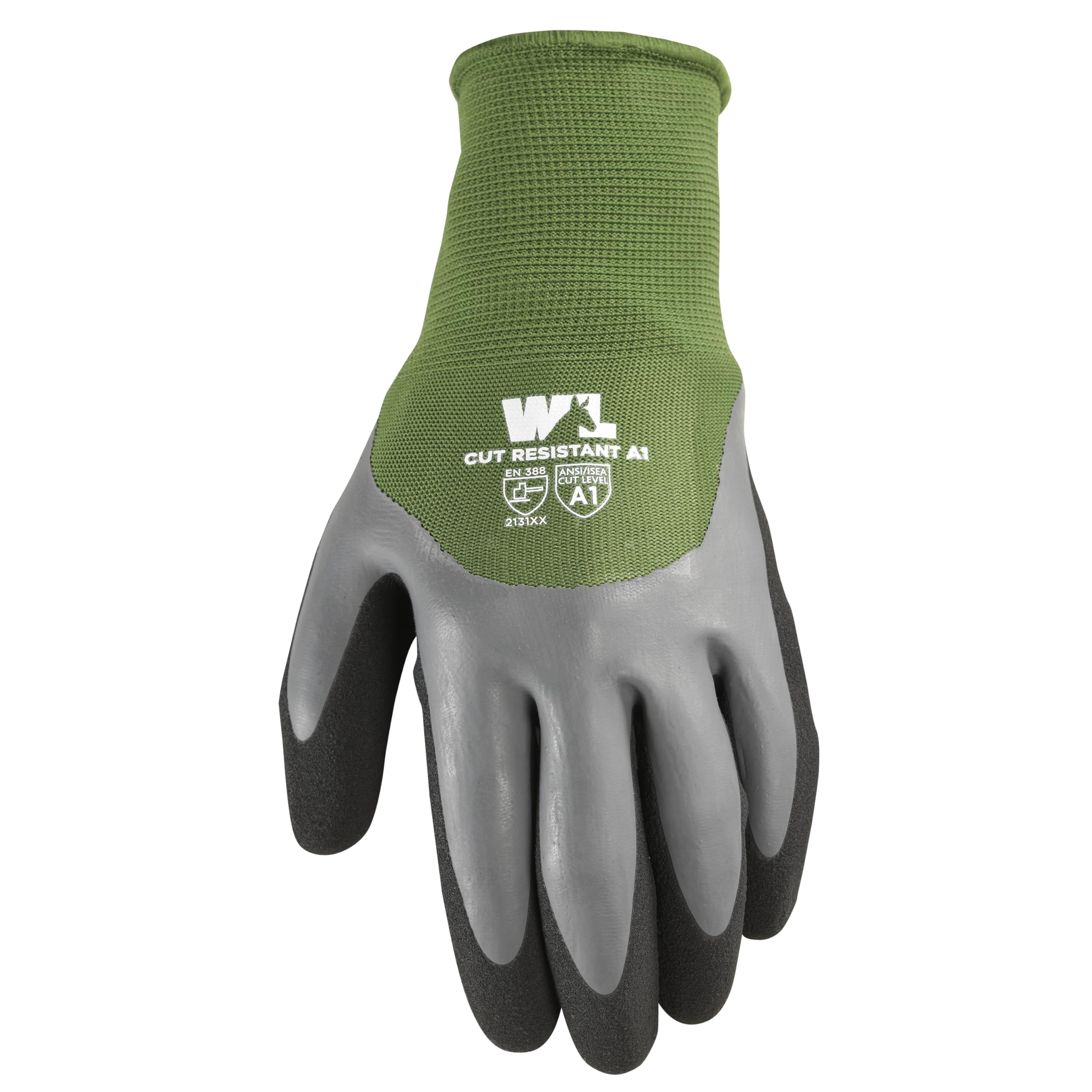 Wells Lamont Guantes de trabajo impermeables para hombre con doble revestimiento de látex, verde/negro, talla M (609M-300)