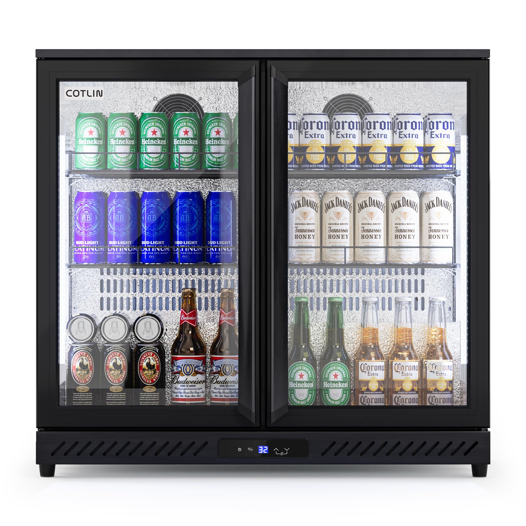 COTLIN 36" W Back Bar Cooler Beer Fridge Undercounter Refrigerator with LOW-E Glass Free Standing Beverage Refrigerator Adjustable Shelves for Soda Beer Wine, ETL NSF Approved