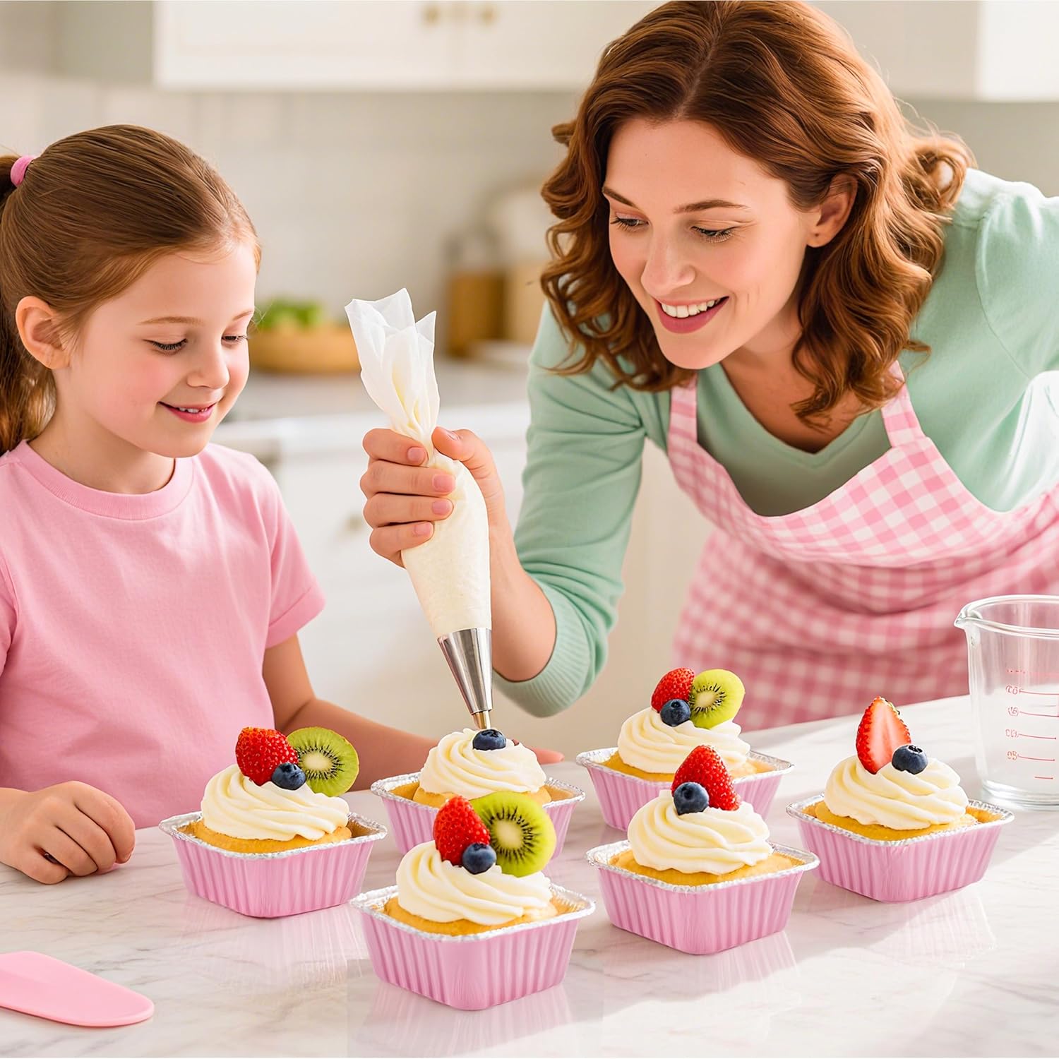 60 Pack Mini Cake Pans with Lids Mini Aluminum Pans, Disposable Loaf Pans Cupcake Liners with Lids for Pudding, Souffle, Party, Wedding(Pink, 5 oz) - Image 7