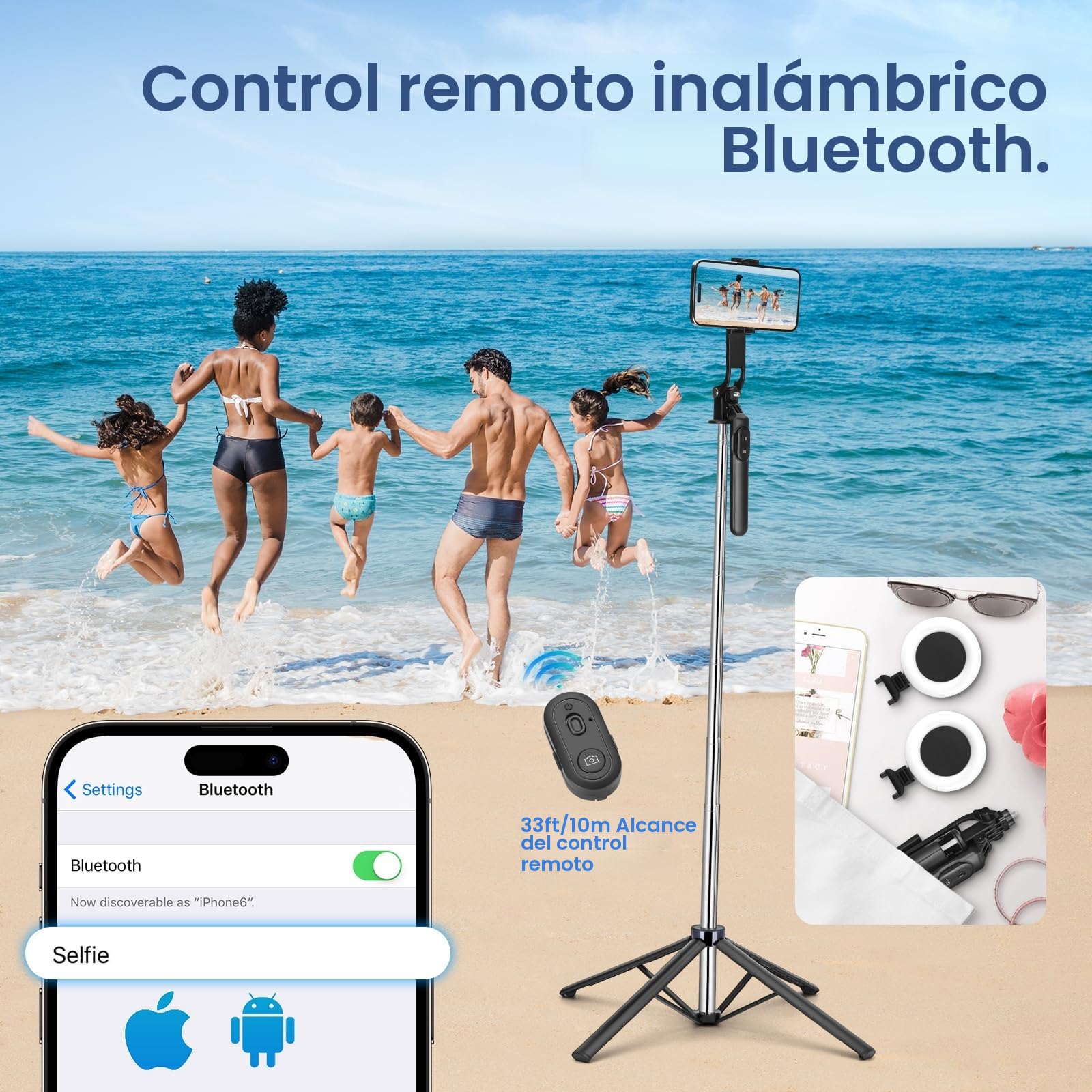 Kit de vlogging para Creadores de Contenido para iPhone/Android, Palo Selfie de 180 cm con 2 Luz y Micrófono, Trípode para Smartphone, Kit de Inicio para TikTok/Youtube