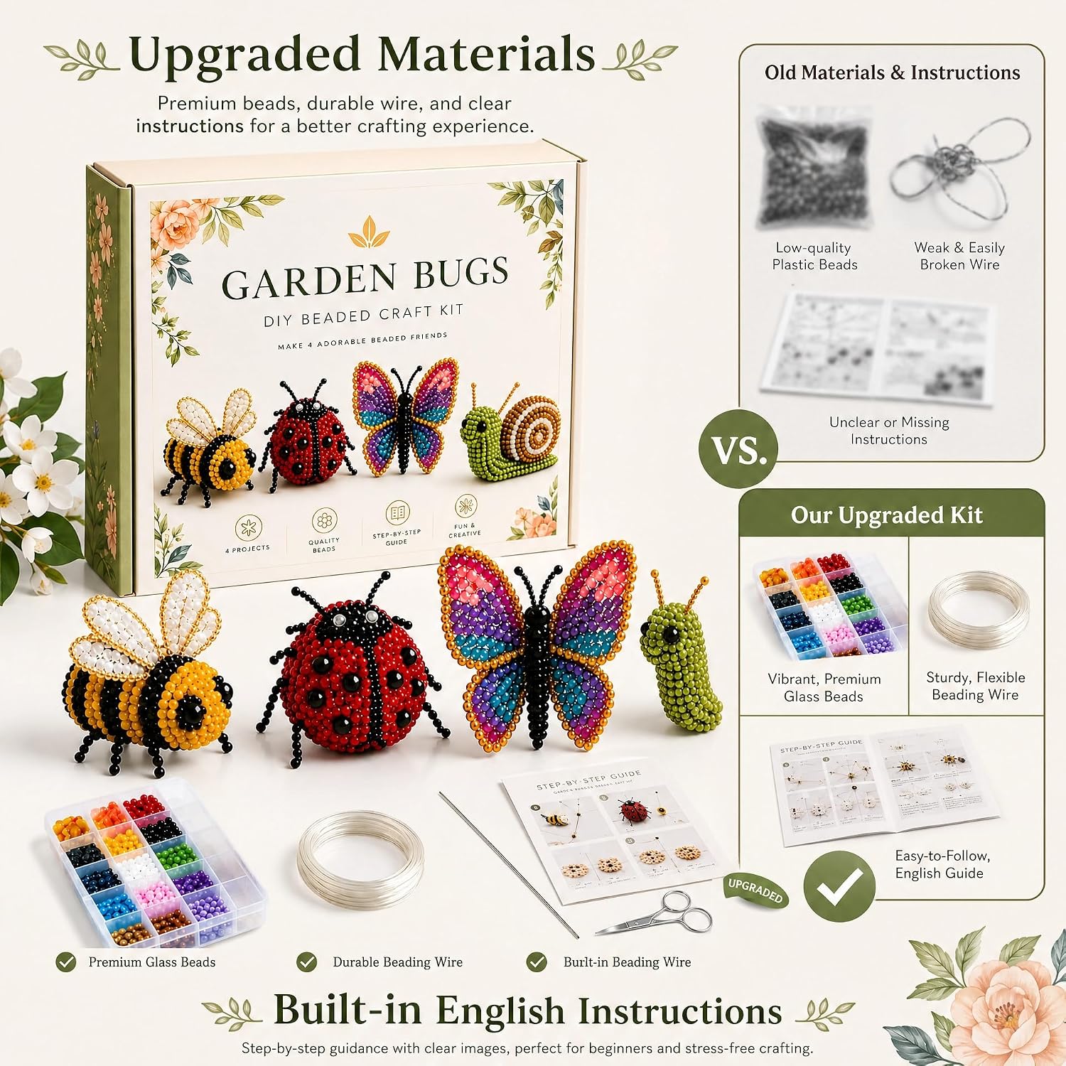 MSOSRIR 3D Beaded Animal Kit, Upgraded Bead Embroidery Kit with English Instructions, Premium Beading Craft Set for Beginners & Craft Enthusiasts, DIY Art Hobbies Home Decor
