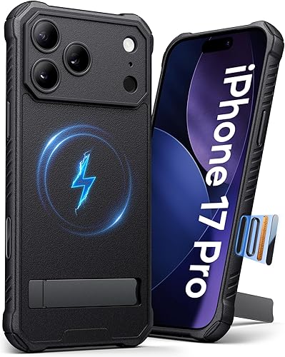 Funda para iPhone Pro, compatible con MagSafe y soporte integrado y botón de captura de control de cámara, protección de grado militar, funda