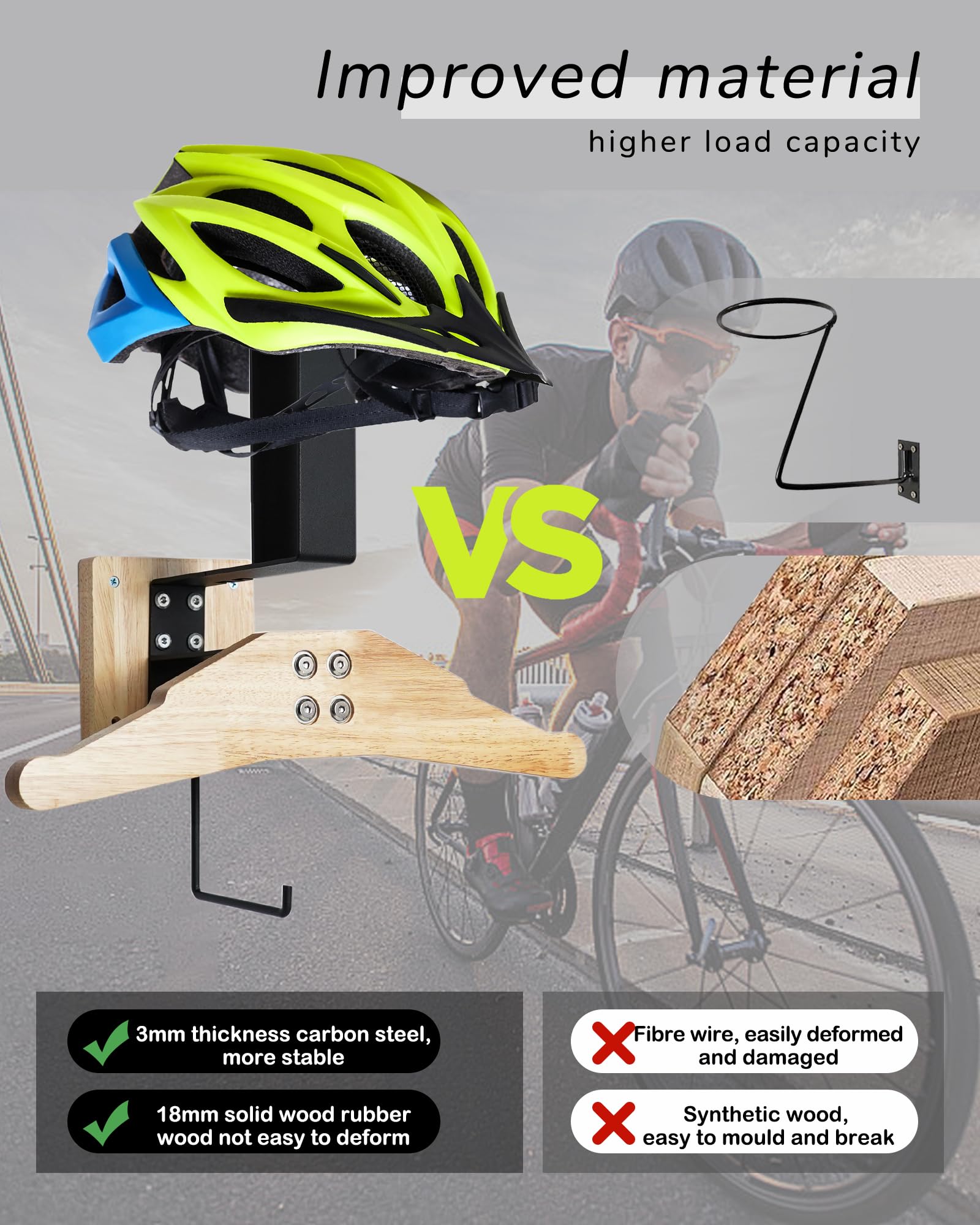 Lot De 2 Supports Muraux Pour Casque Moto/vélo - En ABS, Capacité 5 Kg, Fixation Murale Facile