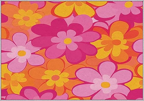 Miniatura 7 de Groovy - Alfombra floral lavable, estilo retro, de 6 x 8 a 70 pies, para dormitorio, sala de estar, decoración del hogar, suave, antideslizante, no